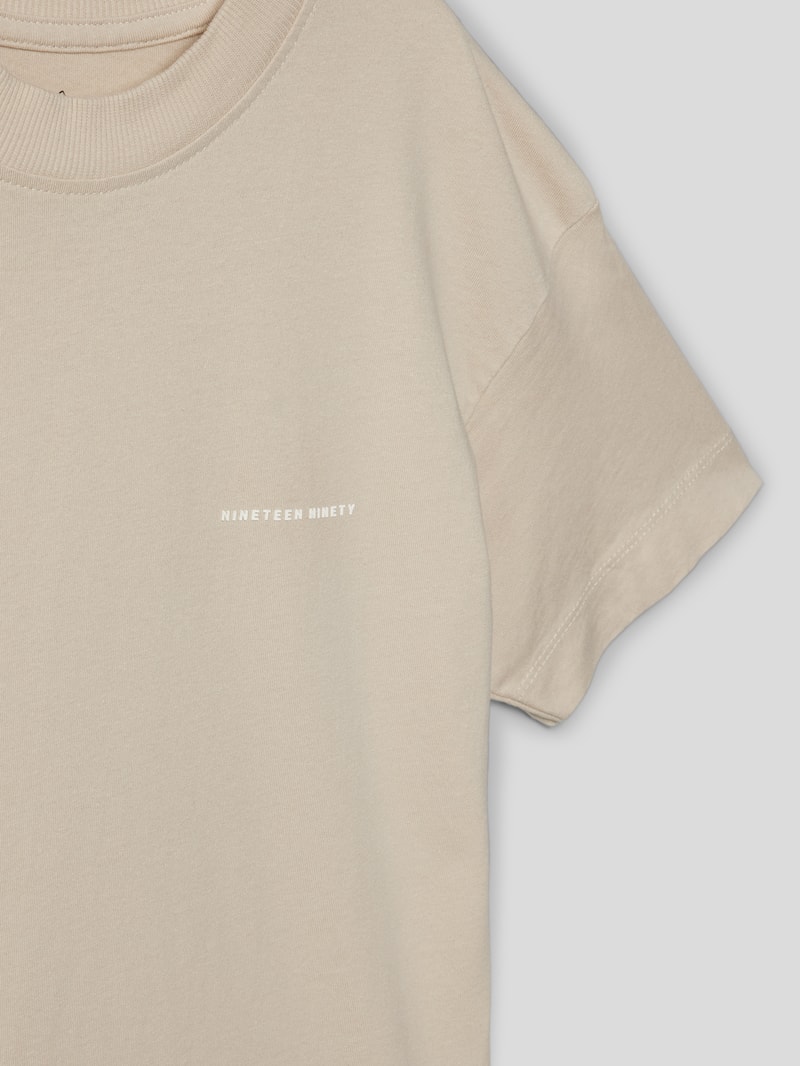 T-Shirt mit geripptem Rundhalsausschnitt Modell 'JORDUST' in ecru