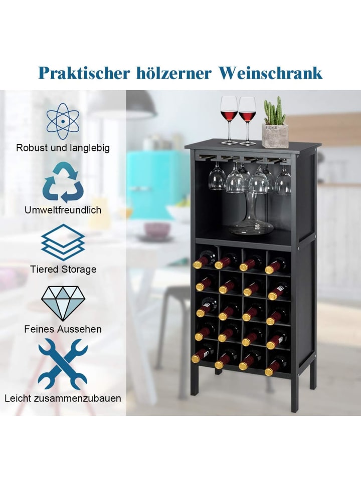COSTWAY Weinregal für 20 Flaschen in Schwarz günstig kaufen 42 cm