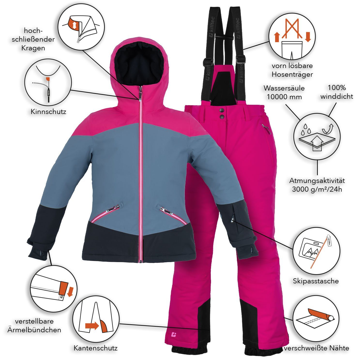 Killtec Skianzug Mädchen Skijacke + Skihose Farb- Größenwahl (Gr. 152)