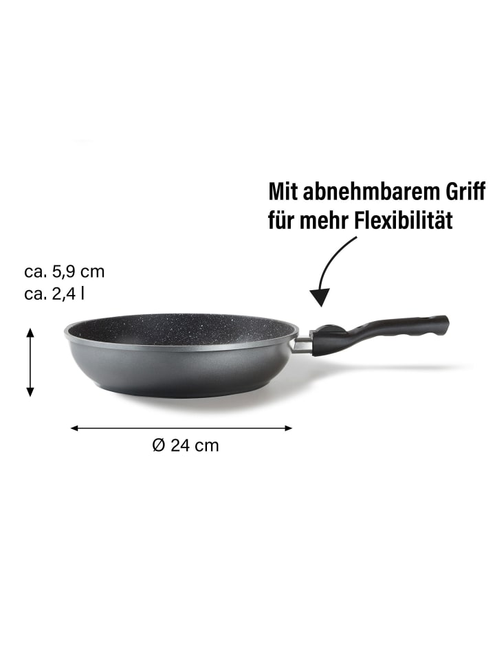 Stoneline Schmorpfanne mit abnehmbarem Griff | ohne Deckel in Anthrazit | 24cm günstig kaufen Ø 24cm