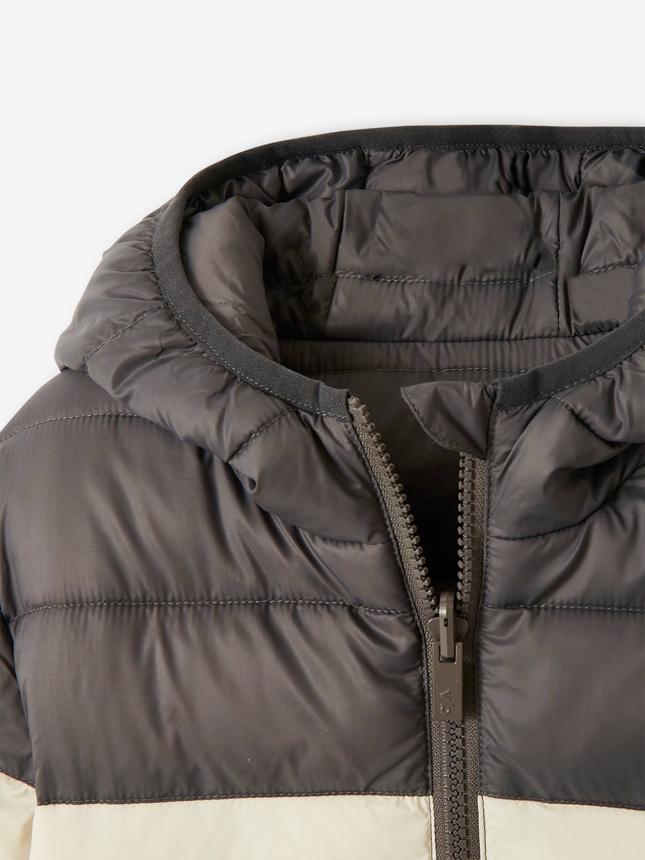 Doudoune légère réversible garçon colorblock anthracite