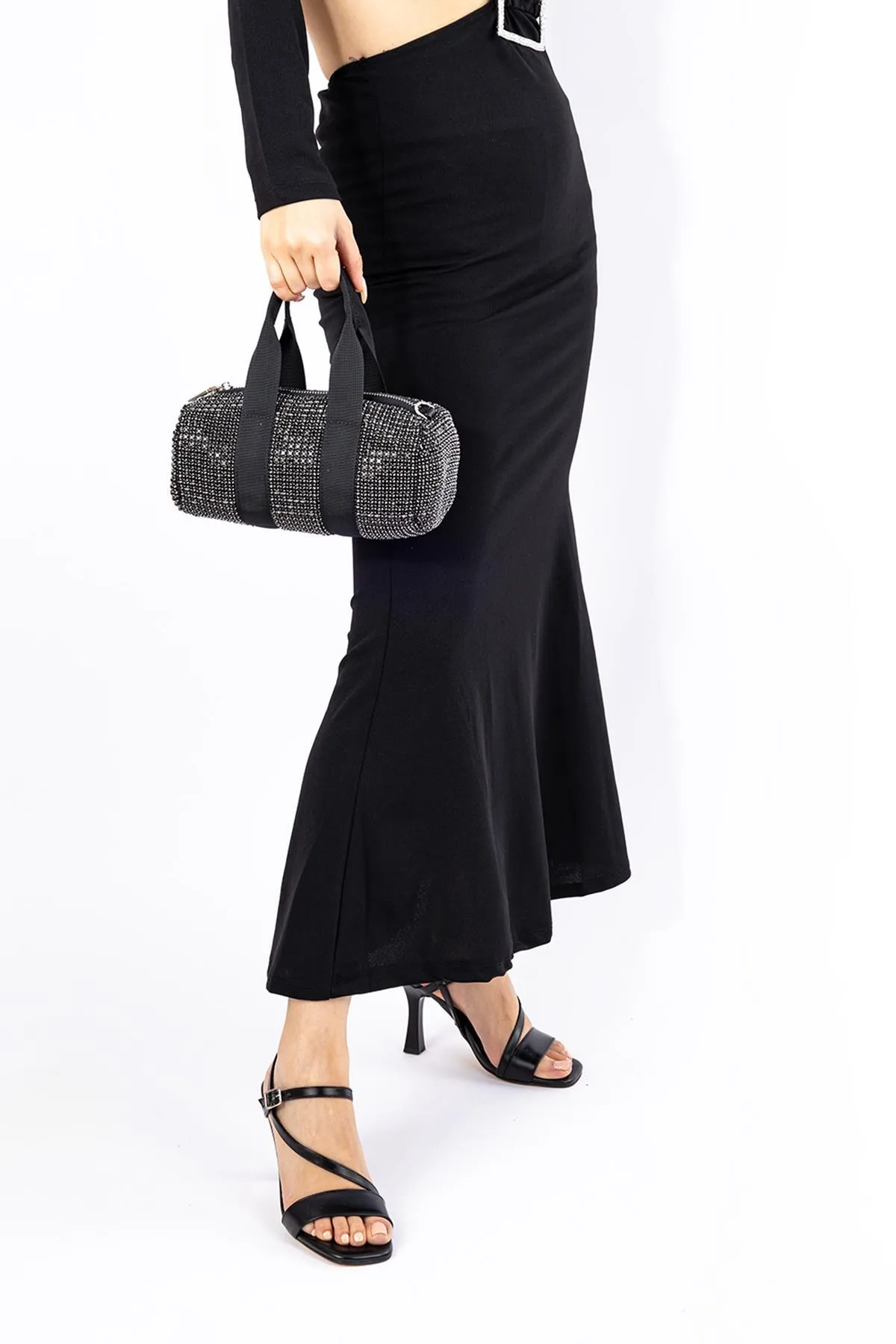Getcho  Roset Damen-Zylinderhandtasche und Abendkleidtasche mit Steinstickerei
