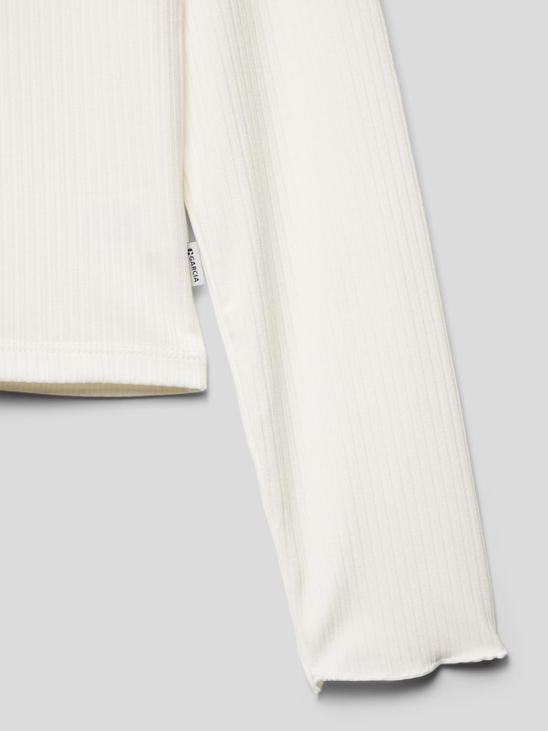 Longsleeve in Ripp-Optik mit Muschelsaum in offwhite