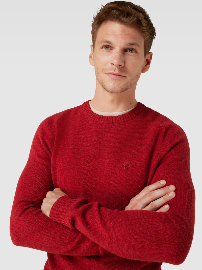 Strickpullover aus Lammwolle Modell 'TANGUY' in kirschrot meliert