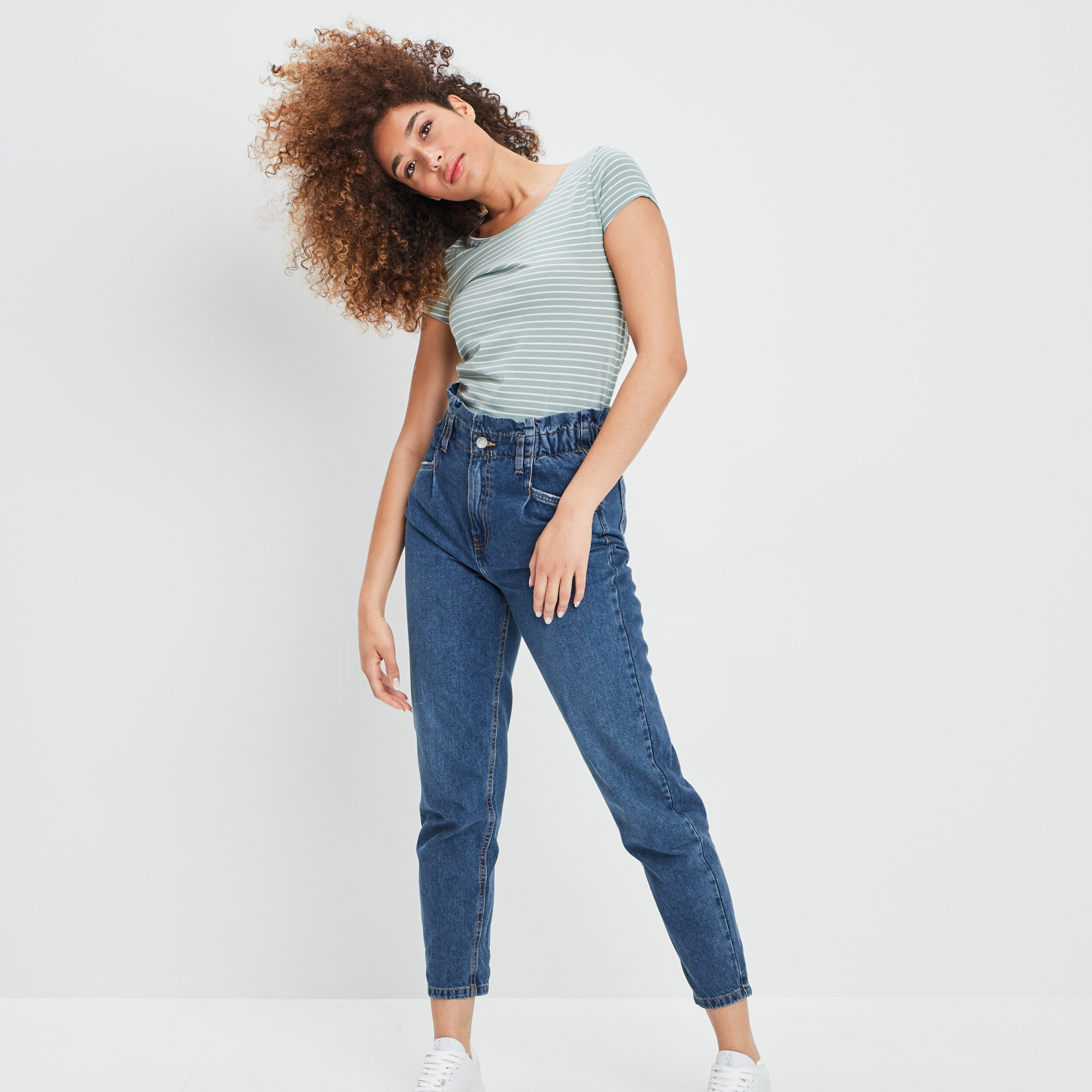T-shirt en jersey de coton rayé vert pastel femme | La Halle
