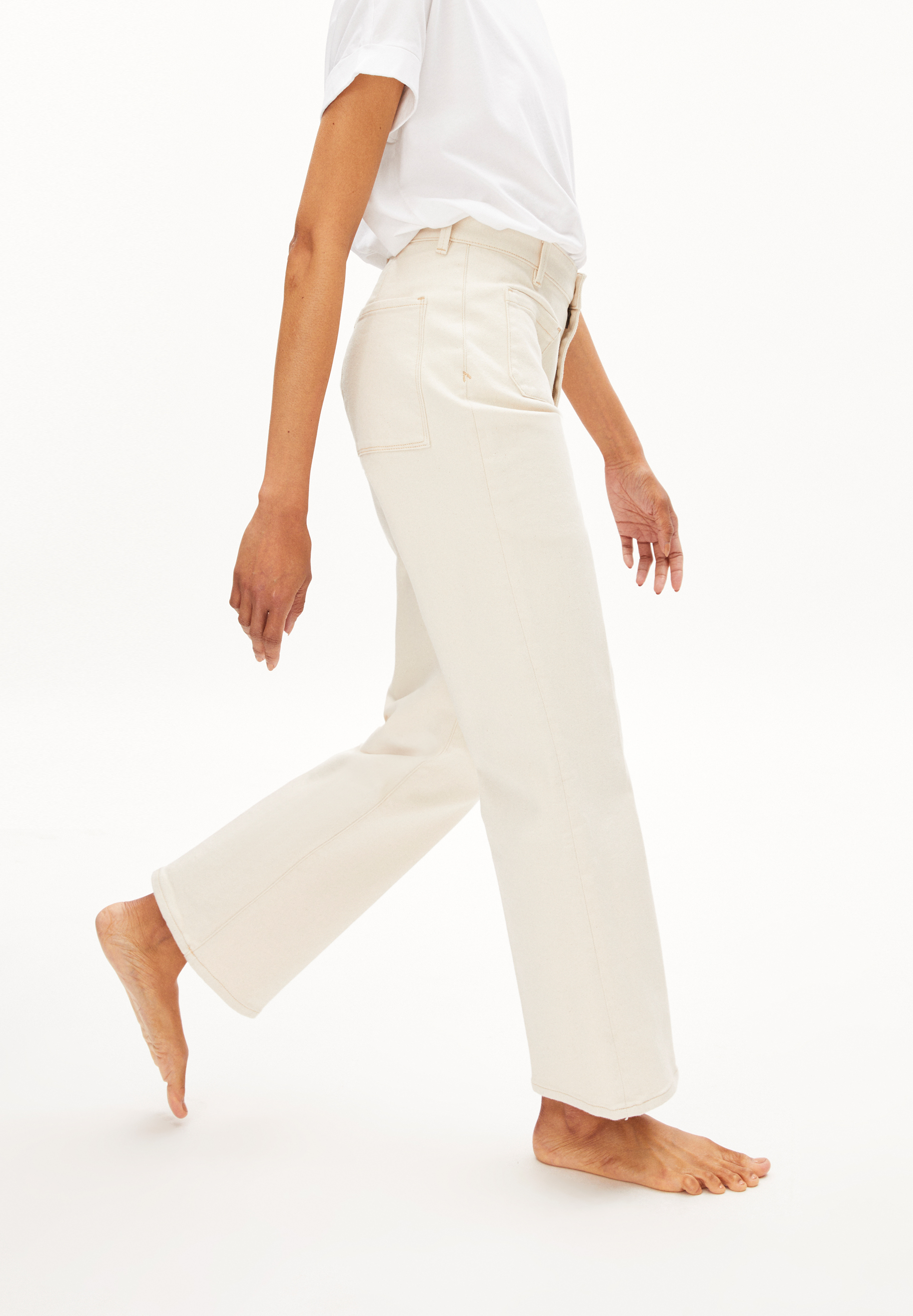 Flared Fit Ankle Denim aus Bio-Baumwoll Mix