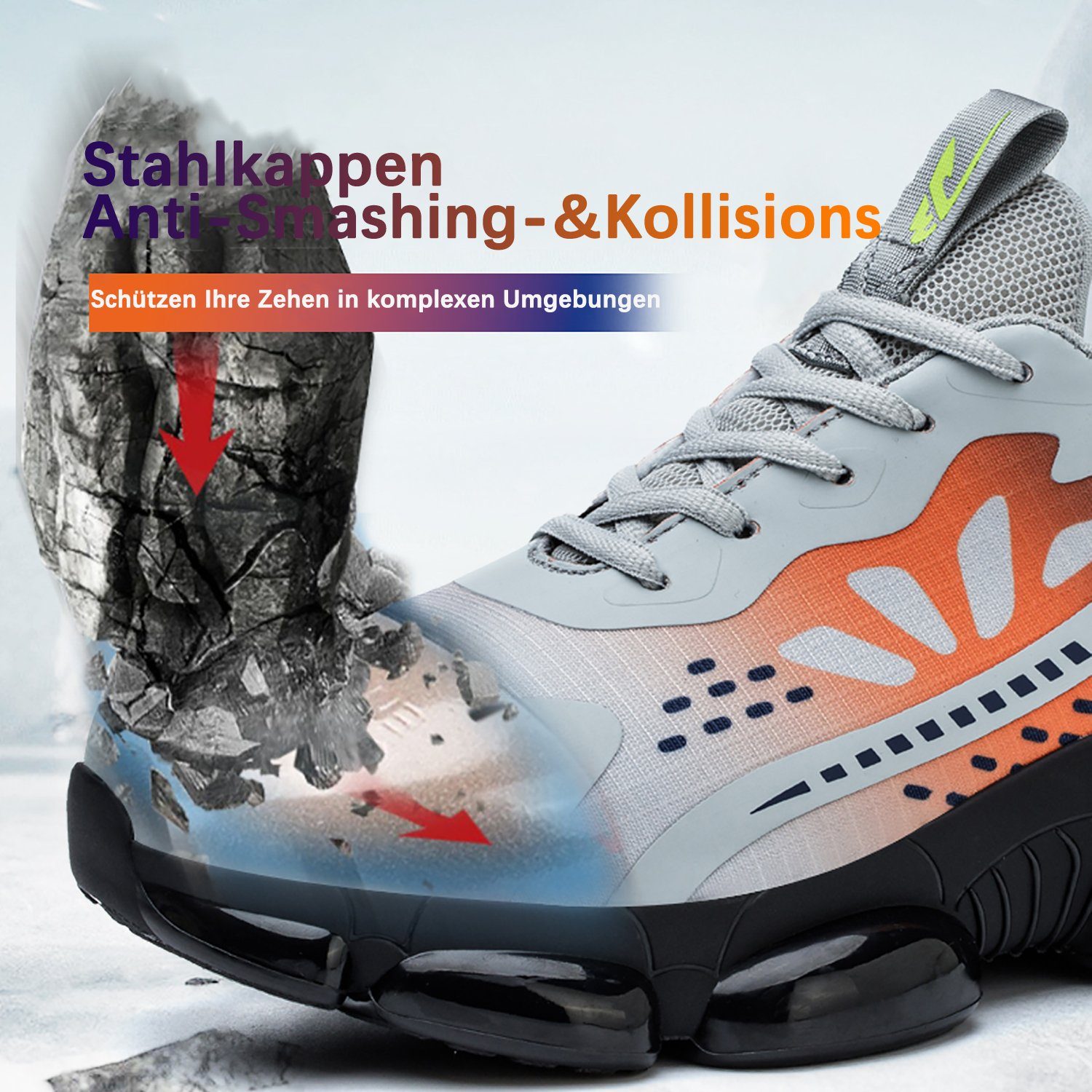 TOPMELON Stahlkappenschuhe mit Schnell trocknendes Futter Sicherheitsschuh