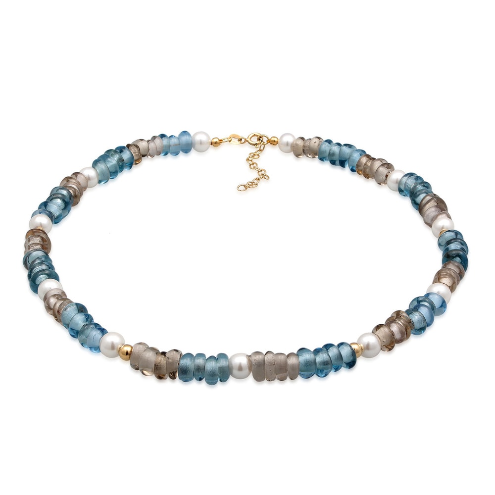 Elli Elli Collier Femmes Choker perles de verre tendance avec des perles de coquillage collier