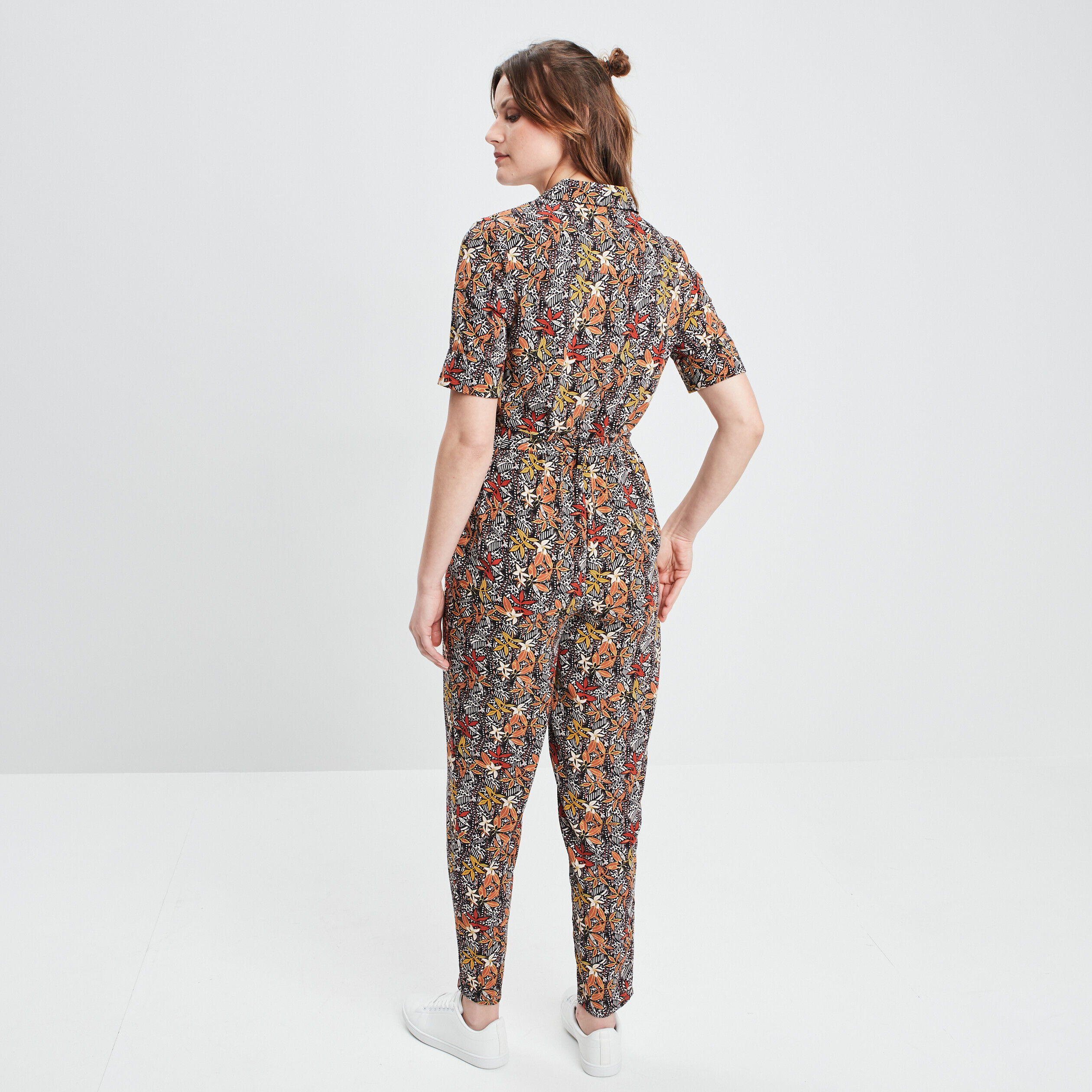 Combinaison pantalon fluide ceinturé rose poudrée femme | La Halle