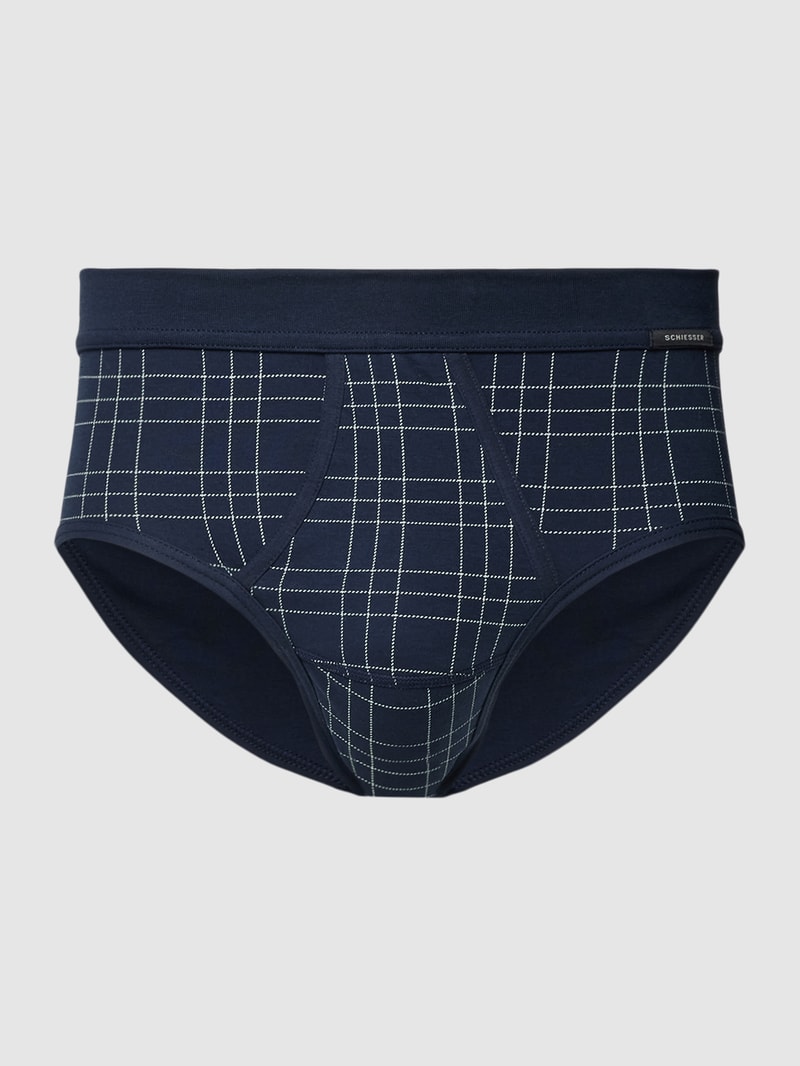 Slip mit grafischem Muster Modell 'FINE INTERLOCK' in dunkelblau
