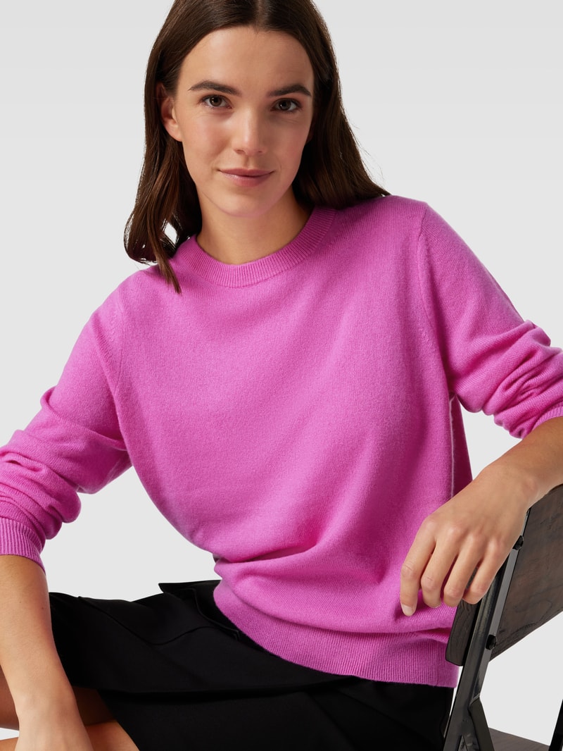 Kaschmirpullover mit Rundhalsausschnitt in fuchsia