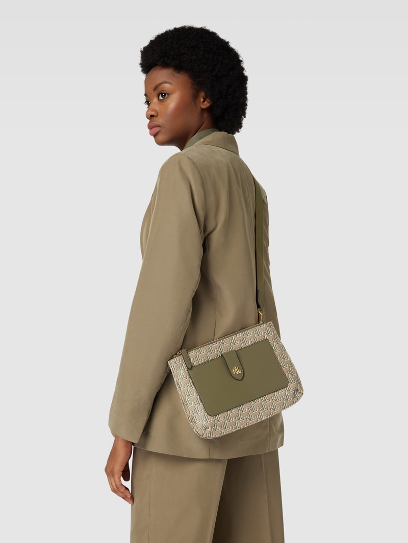 Handtasche mit Allover-Logo Modell 'JAMEY' in olivgrün