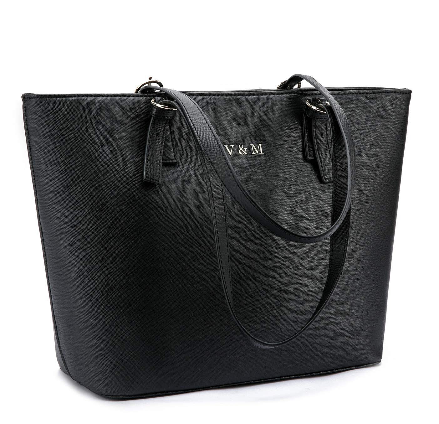 Vanessa & Melissa Shopper G19112BK, Damen Shopper klassisch elegante Handtasche Henkeltasche Schwarz