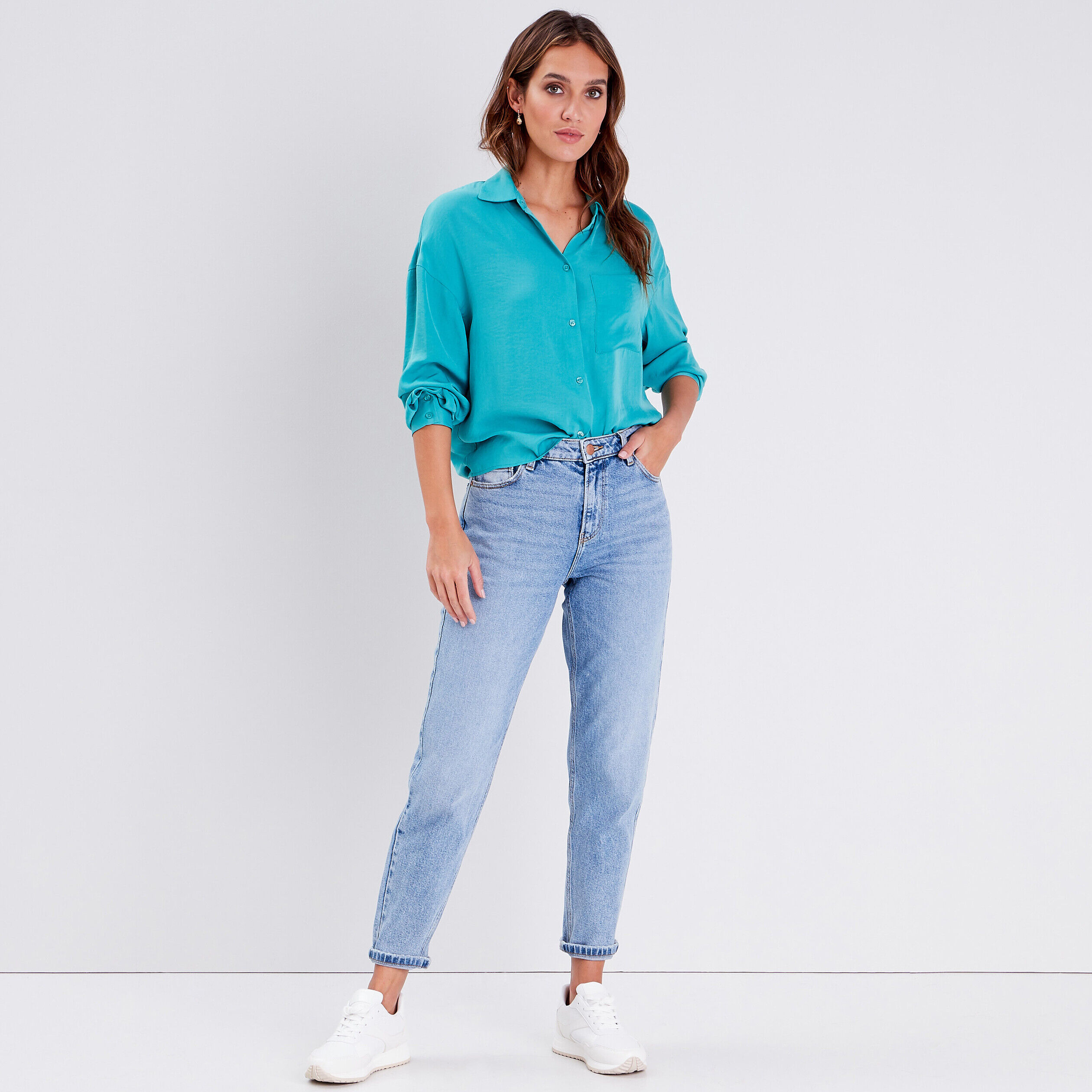 Jeans mom délavé denim double stone femme | Cache Cache