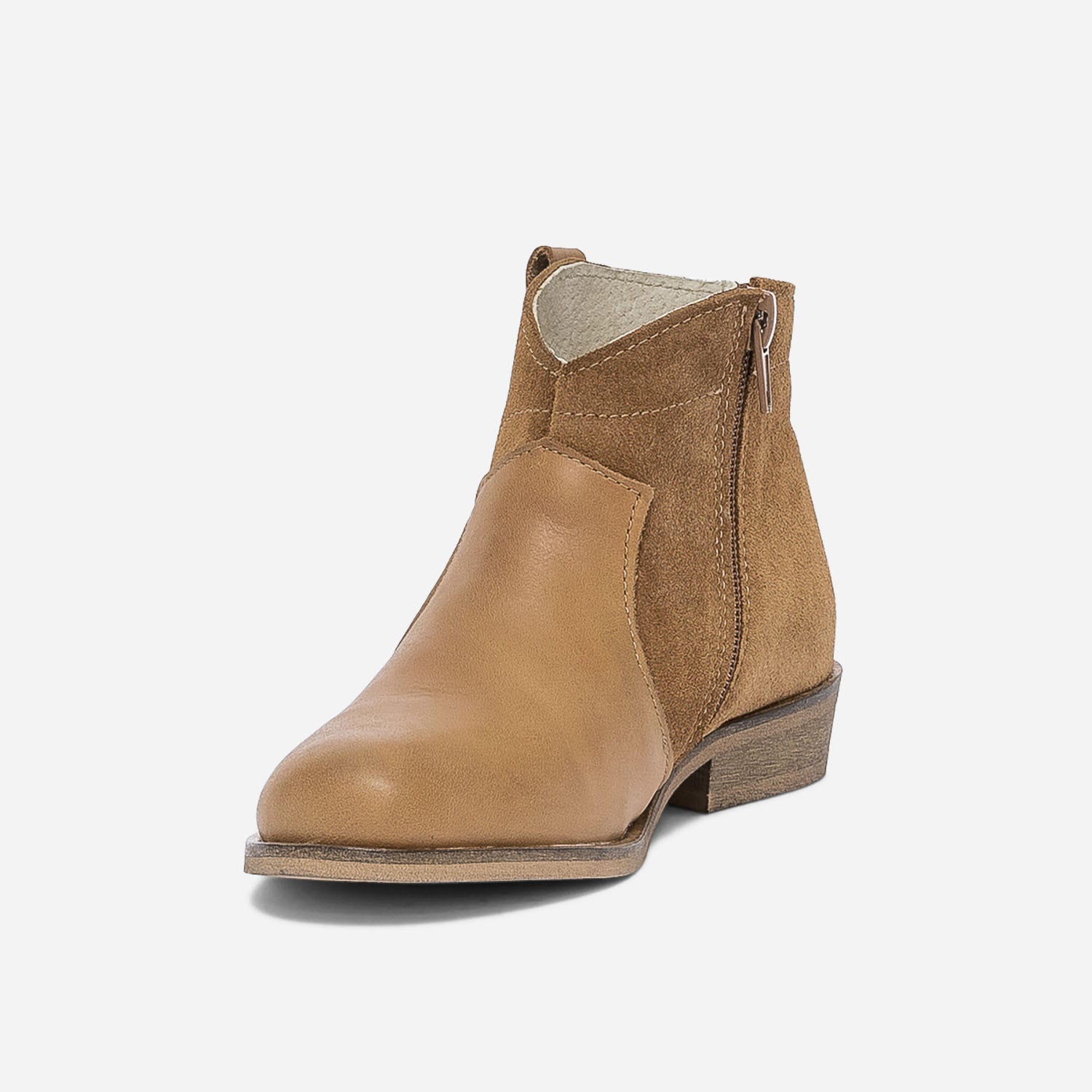 Boots camel bi matière décor attrape-rêve