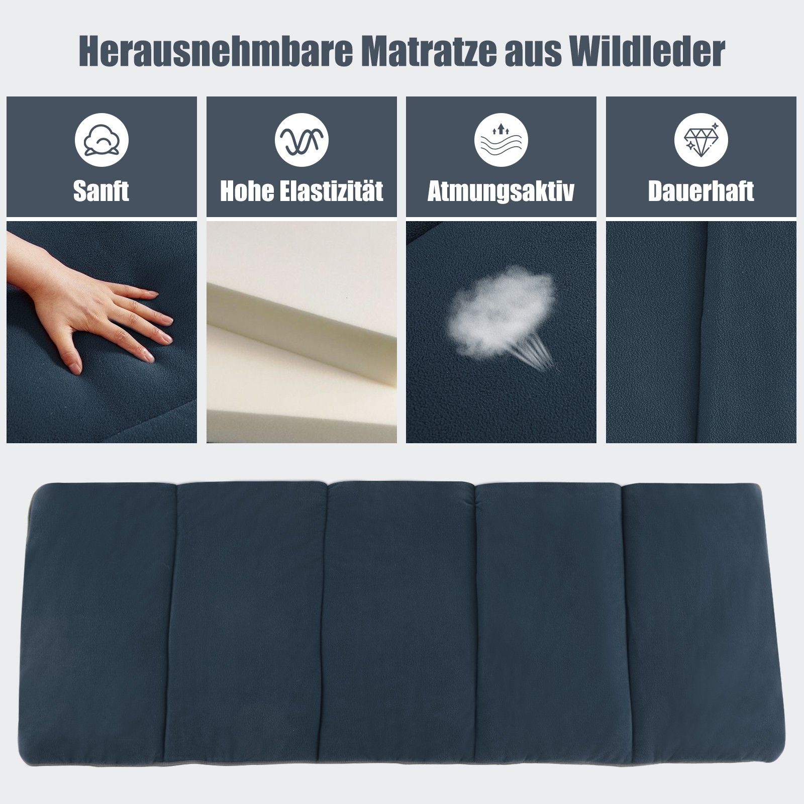 COSTWAY Feldbett Campingbett klappbar, mit Matratze & Kissen, 150kg, 185x65cm