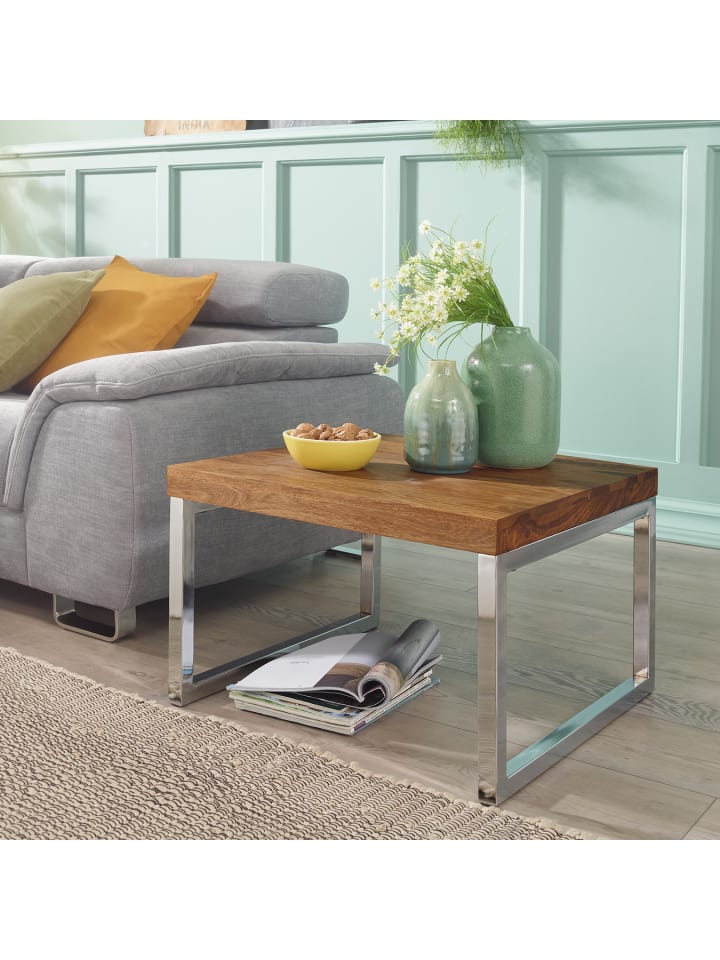 KADIMA DESIGN Beistelltisch GUNA Massiv-Holz Wohnzimmer-Tisch günstig kaufen