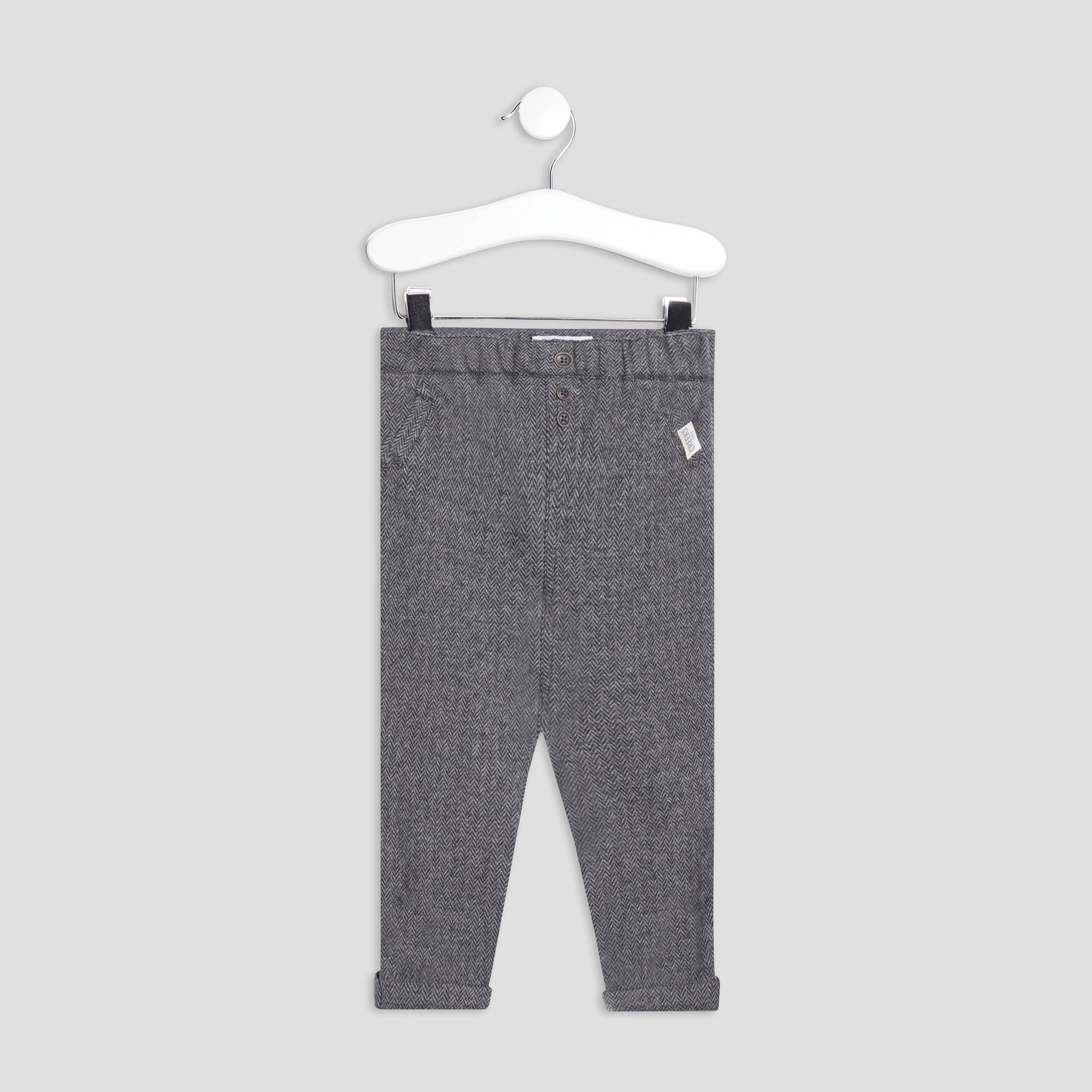 Pantalon droit taille élastiquée gris bébé garçon | La Halle