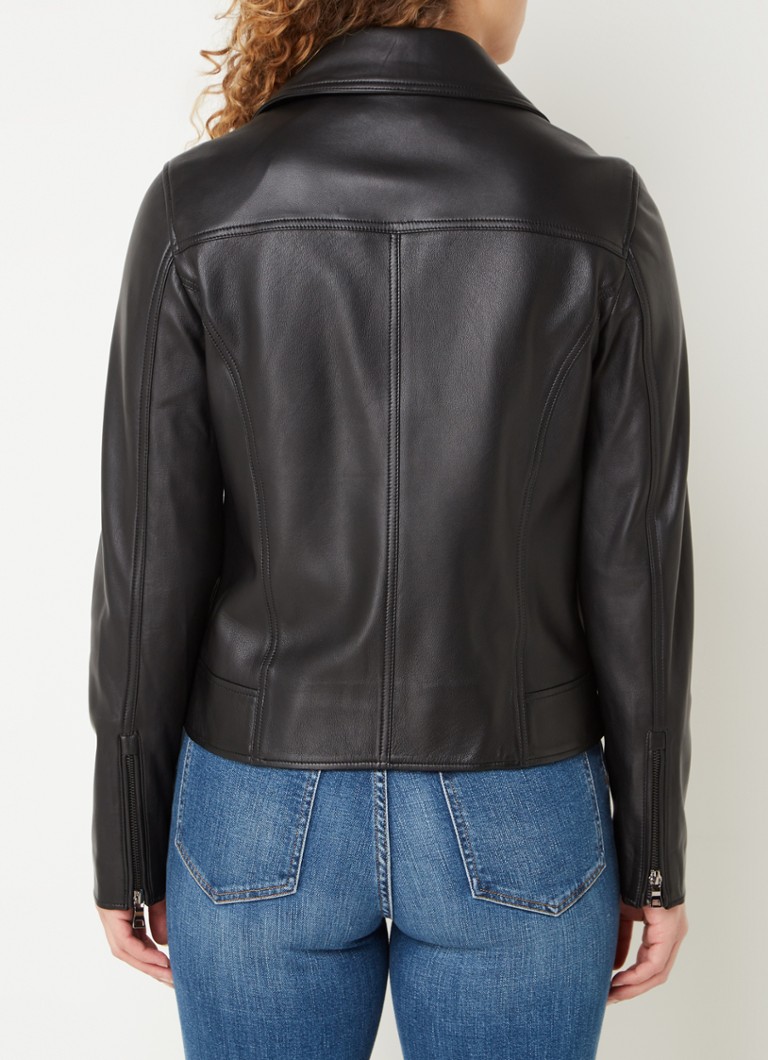 Gerard Darel Nadege lambskin biker jacket with zip pockets