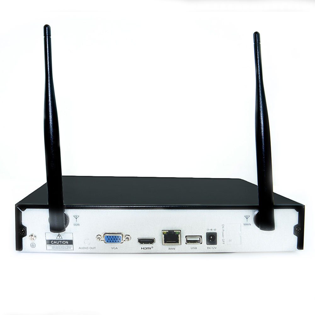 INKOVIDEO INKO-24M WLAN Komplettset mit 4-Kanal Netzwerkrekorder und 4x 3 MP Überwachungskamera (5-tlg., Videorekorder mit HDMI-Ausgang, Plug and play, P2P, H.265 / H.265+ Komprimierung, Nachtsicht)