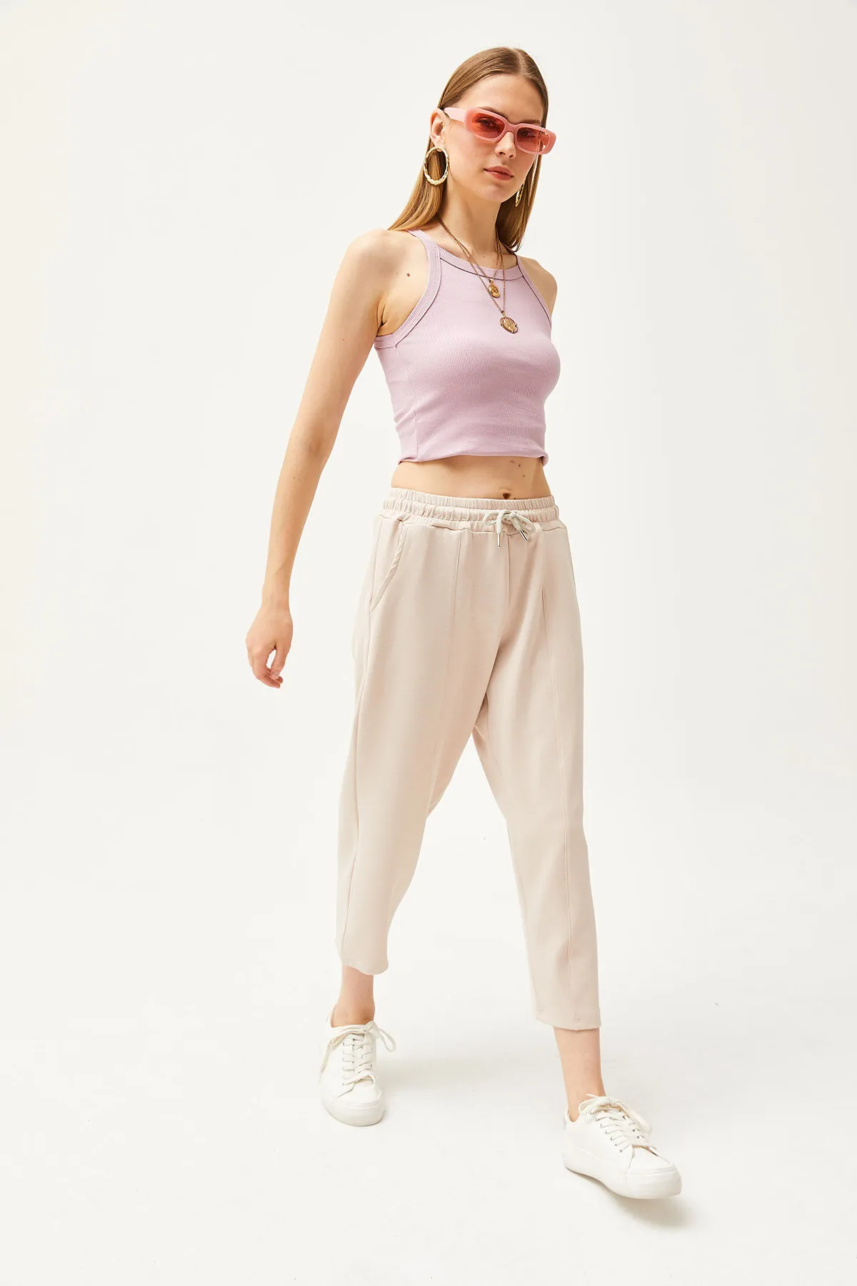 Olalook  Damen-Jogginghose aus Modal mit Pudertaschen und detaillierten, weichen, strukturierten Nähten EŞF-00000069