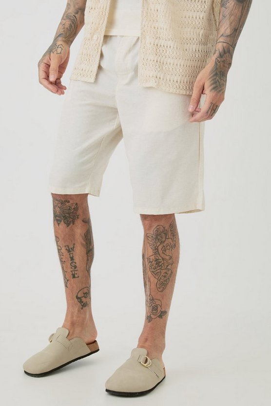 Tall Leinen-Shorts mit elastischem Bund