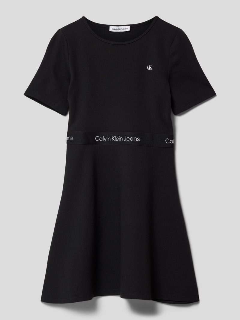 Kleid aus Viskose-Mix mit Label-Print Modell 'PUNTO' in black