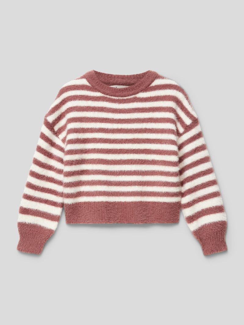 Strickpullover mit Rundhalsausschnitt in pflaume