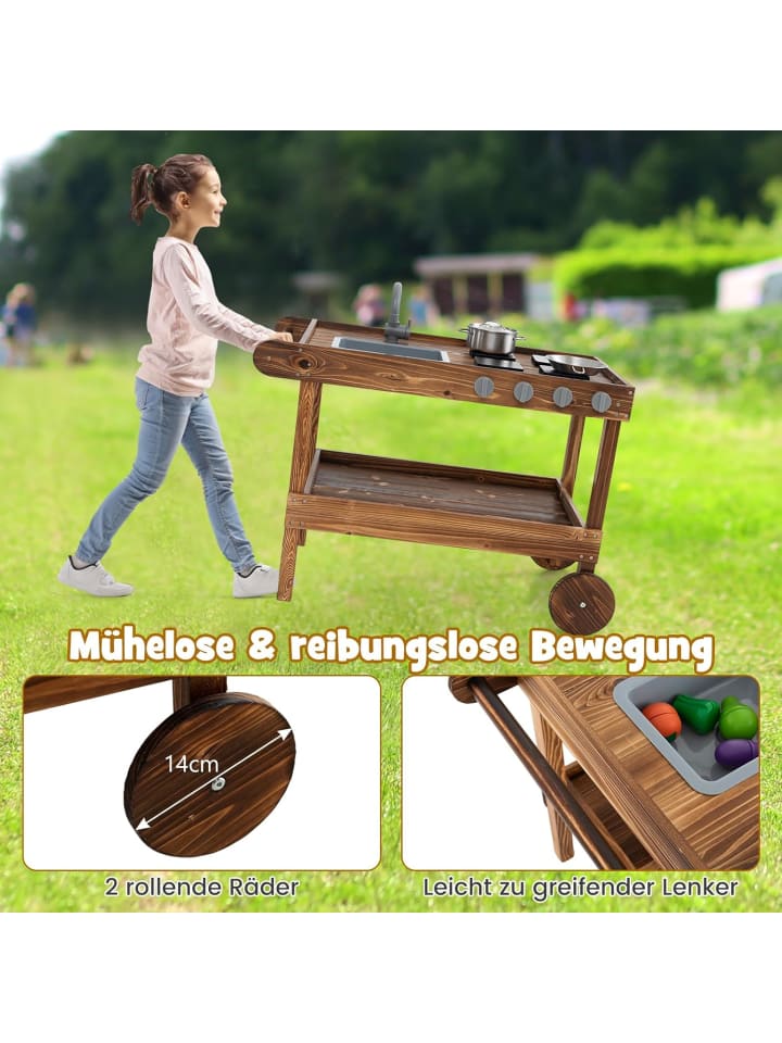 COSTWAY Matschküche Kinder Outdoor in Braun günstig kaufen onesize