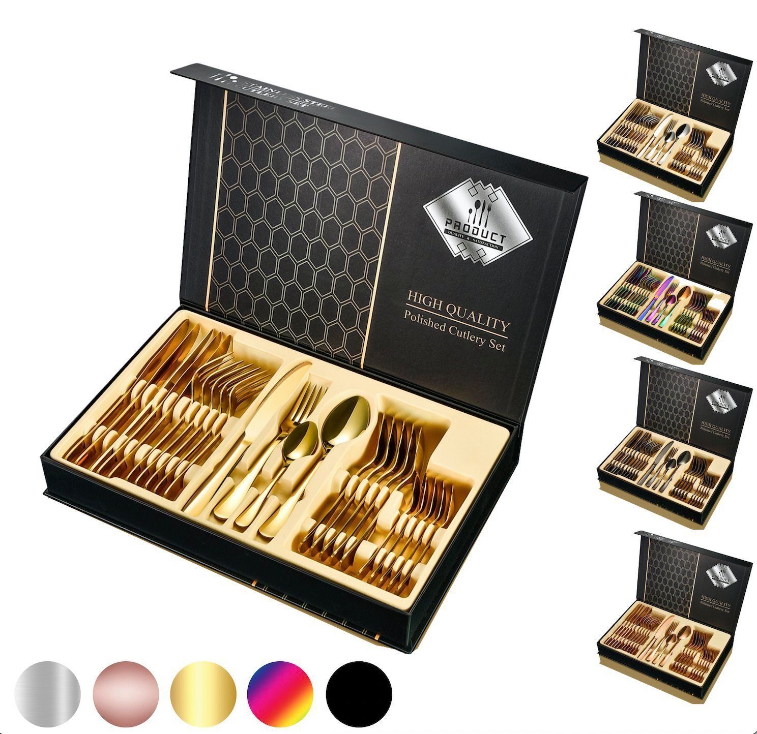 Faizee Möbel Besteck-Set Cutlery Set 24-teiliges Besteckset Set Service für 6 Gift Box