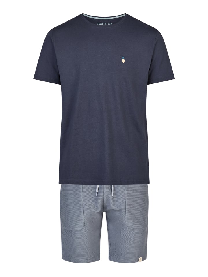 Phil & Co. Berlin  Pyjama Shorty in marine-blau günstig kaufen