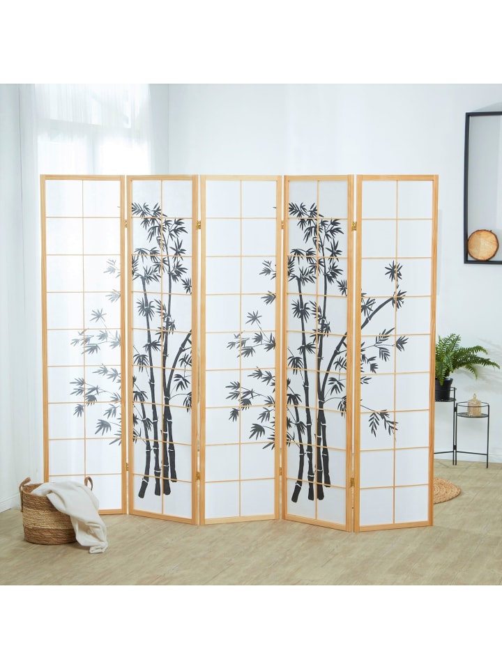 Homestyle4u 5-tlg. Paravent in Braun 220x179 günstig kaufen onesize