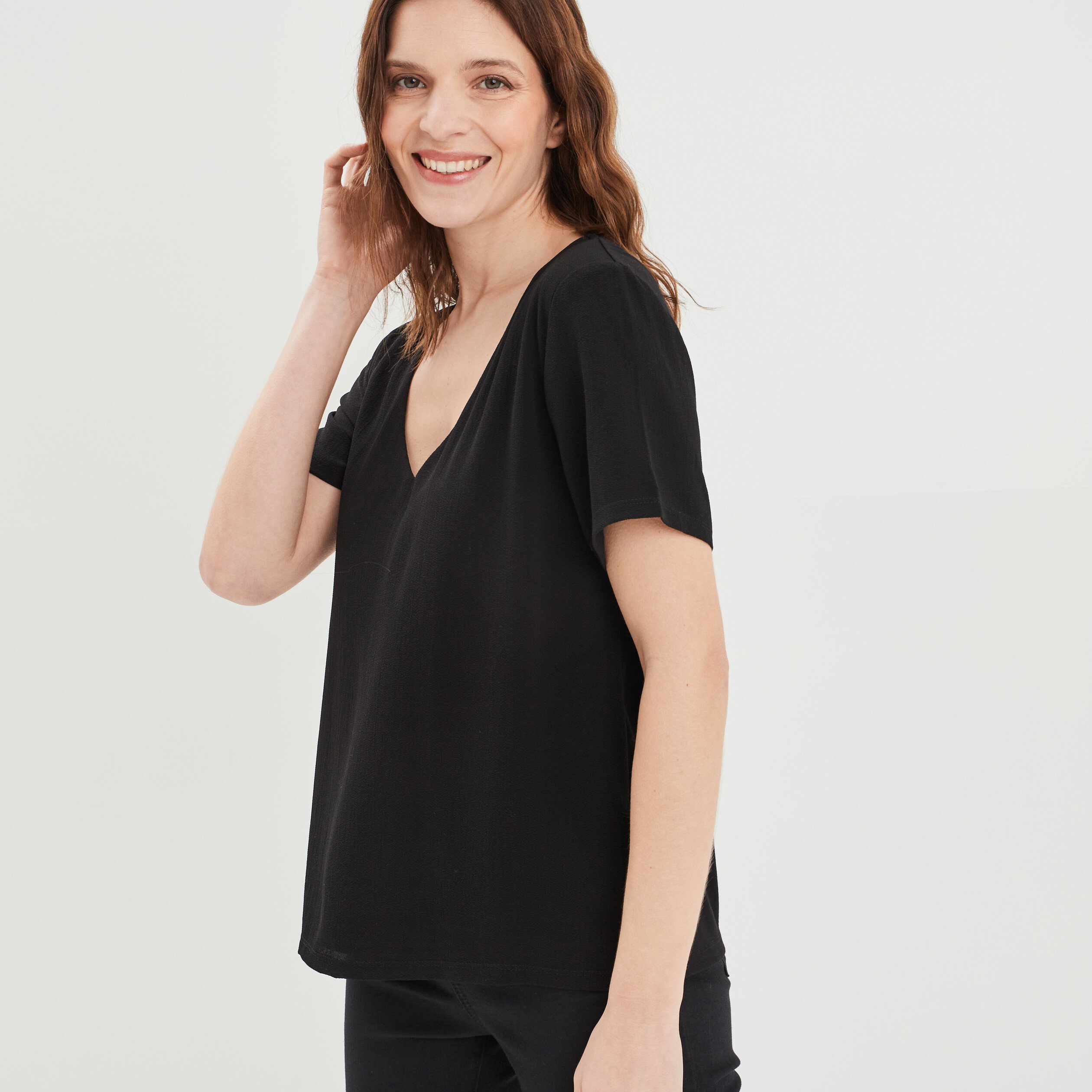 T-shirt à manches courtes noir femme | La Halle