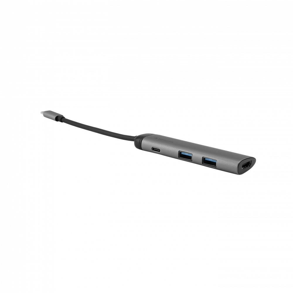 Verbatim USB-C Multiport-Hub 49140 USB-Adapter, 15 cm, USB 3.0, HDMI, Schnellladeanschluss, für Notebook Smartphone, silber