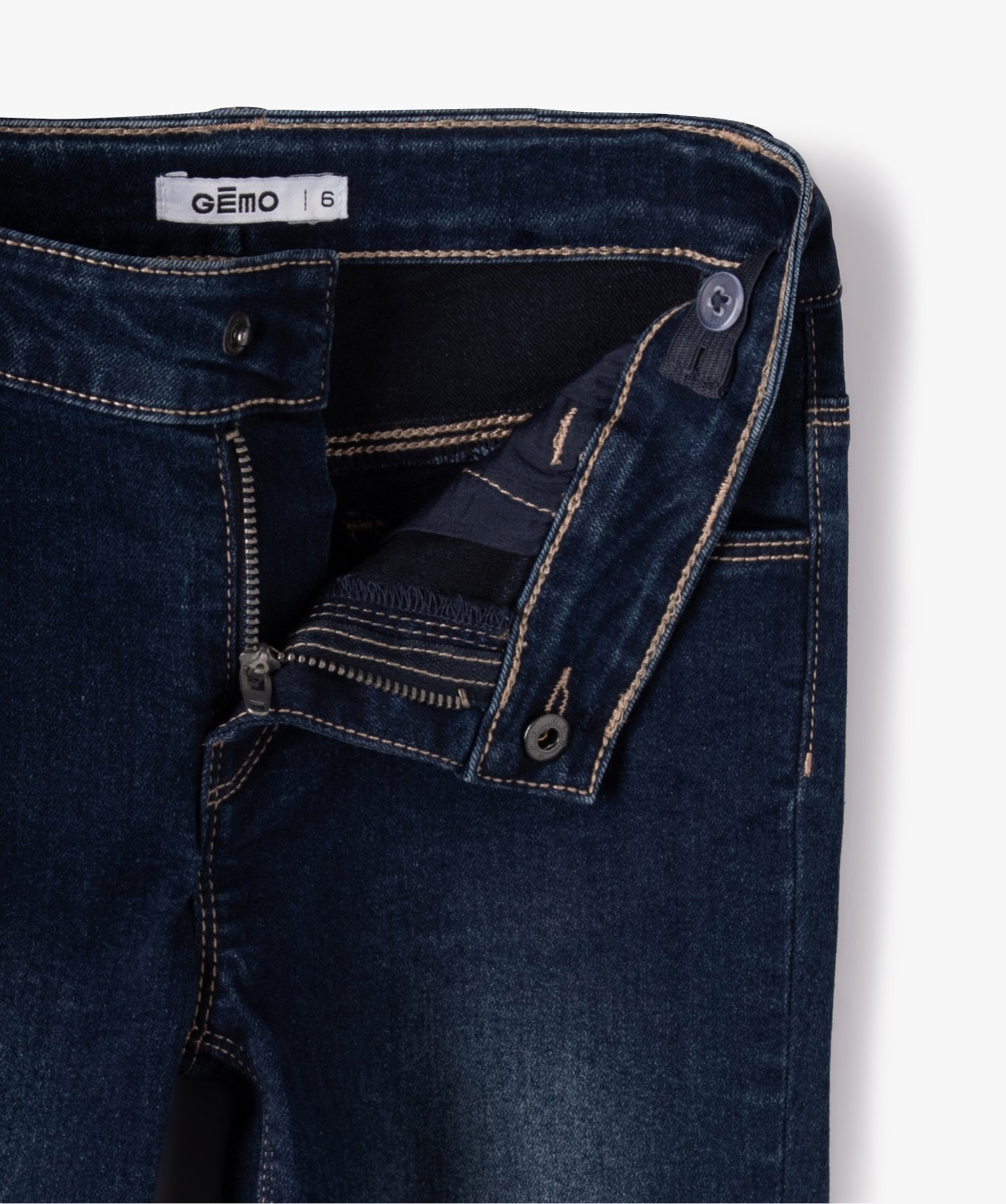 Jean fille coupe Slim taille+large en matière extensible brut | GEMO