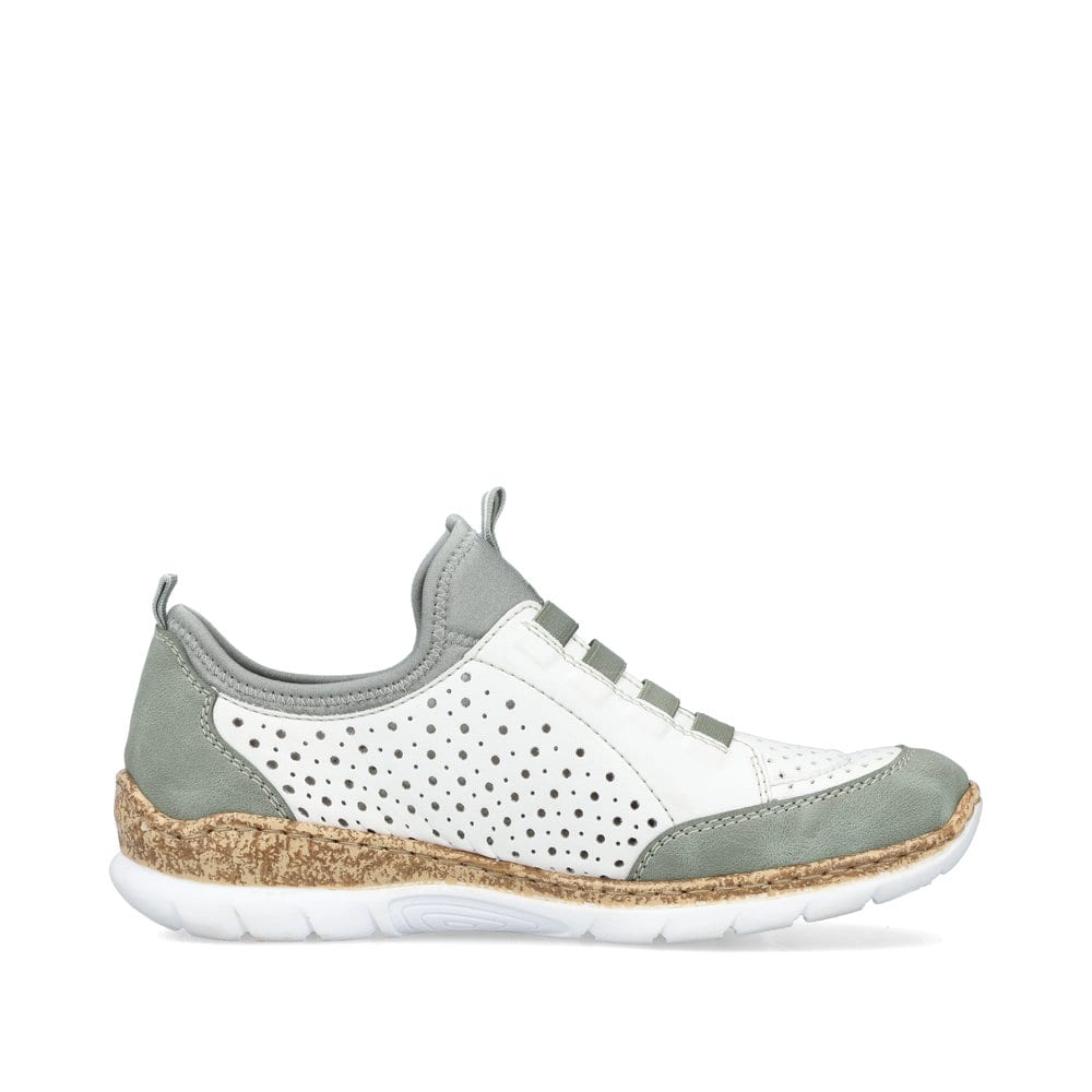 Rieker Damen Slipper sternenweiß-mintgrün