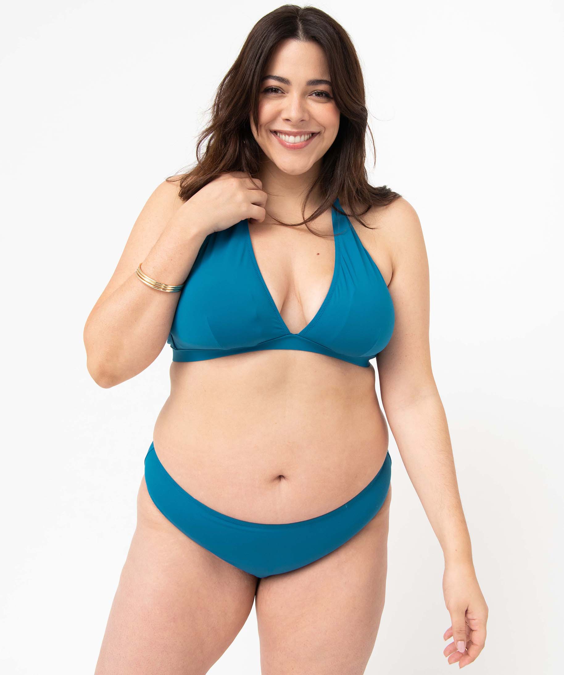 Bas de maillot de bain femme grande taille coupe classique bleu | GEMO