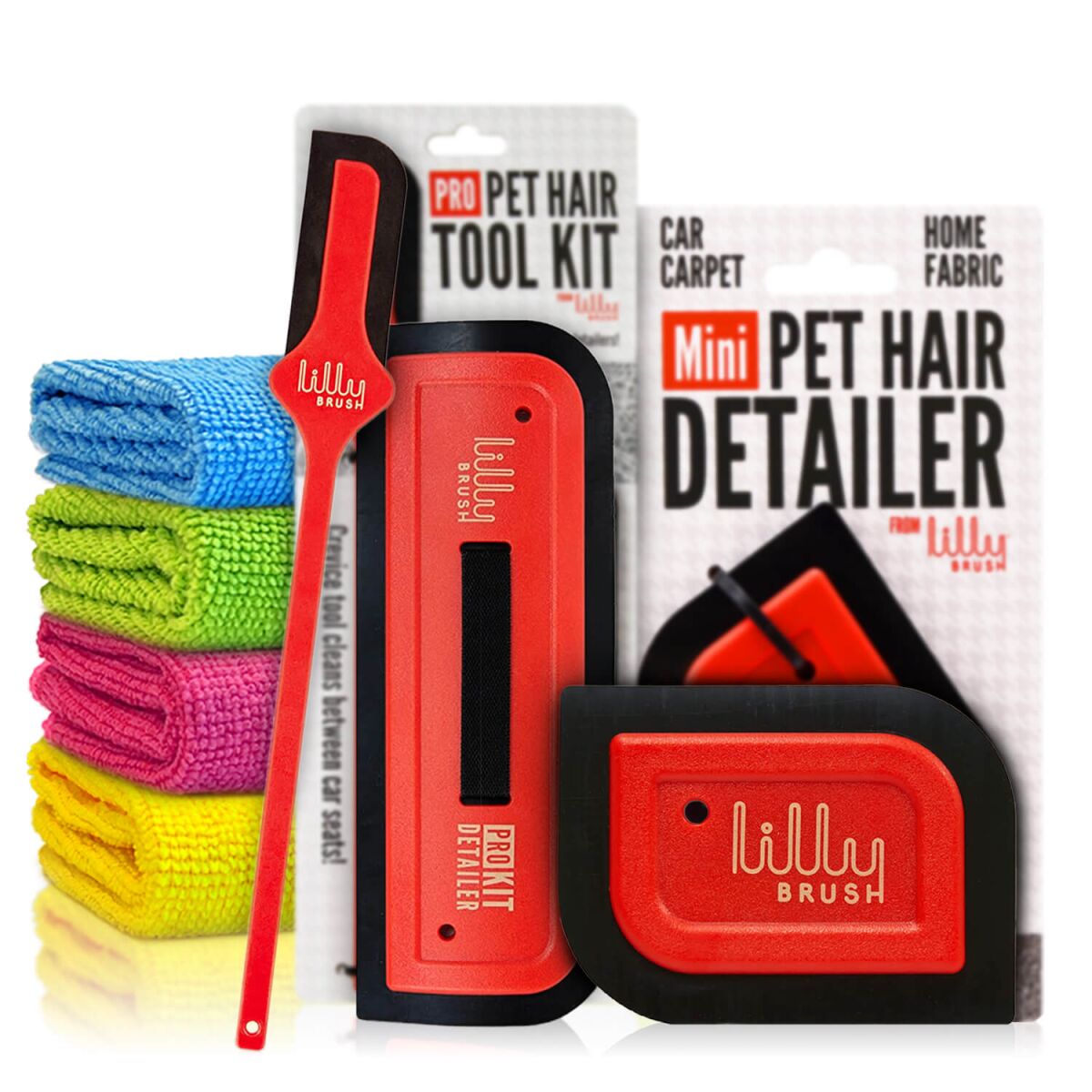Lilly Brush Tierhaarentferner Set mit 4 Tüchern | Tool Kit plus Mini Detailer