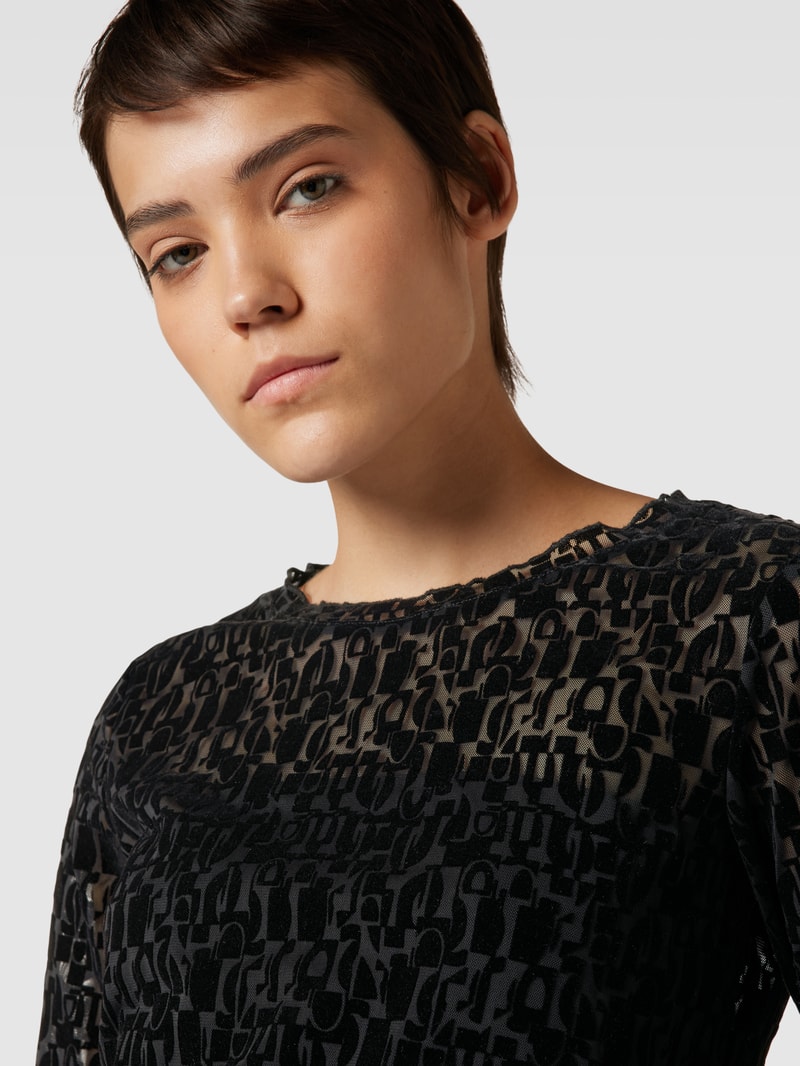 Longsleeve in semitransparentem Look in schwarz