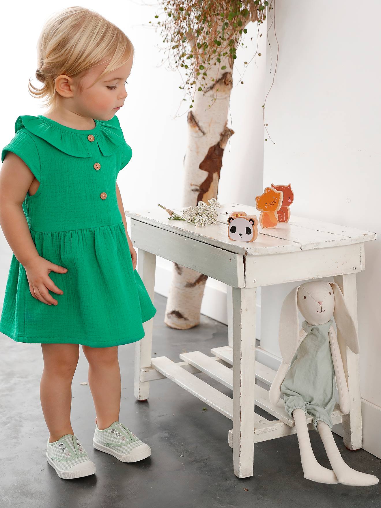 Vertbaudet Mädchen Baby Kleid - grün