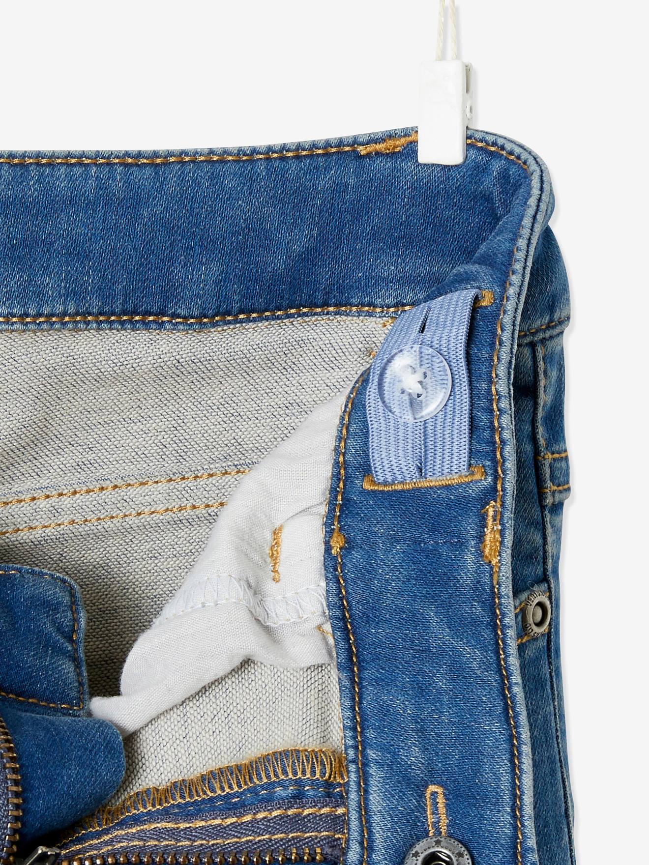 Pantacourt en molleton effet denim garçon retroussable en bermuda stone