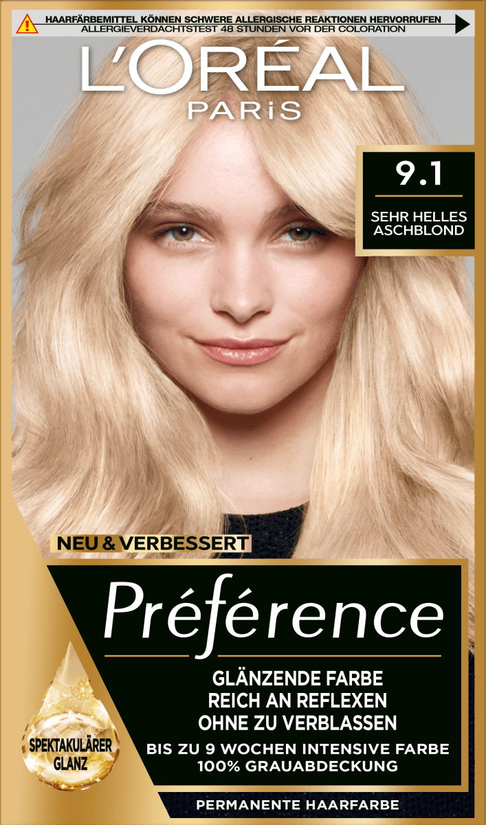 Haarfarbe 9.1 Oslo Sehr Helles Aschblond, 1 St