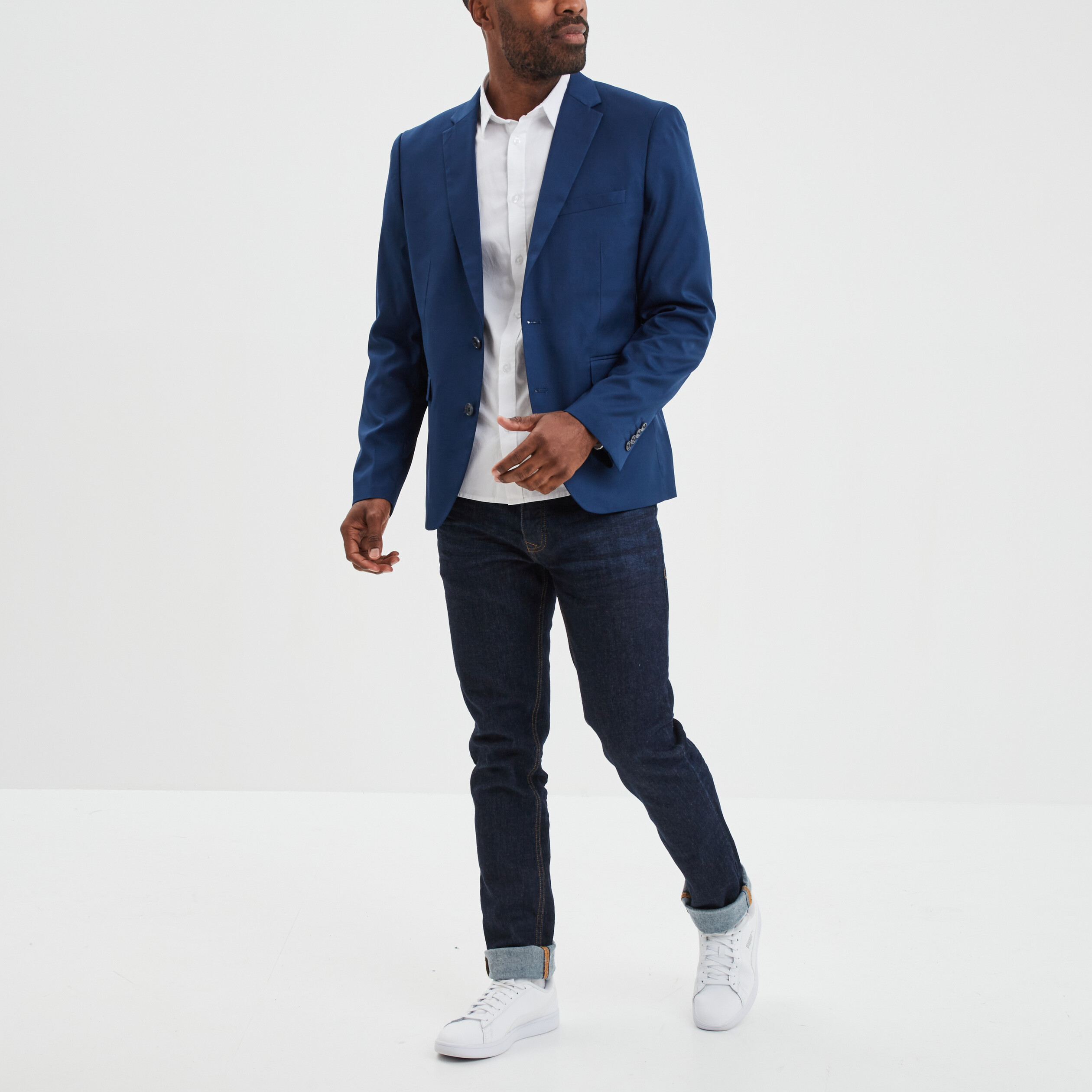 Veste de costume droite bleu electrique homme | La Halle