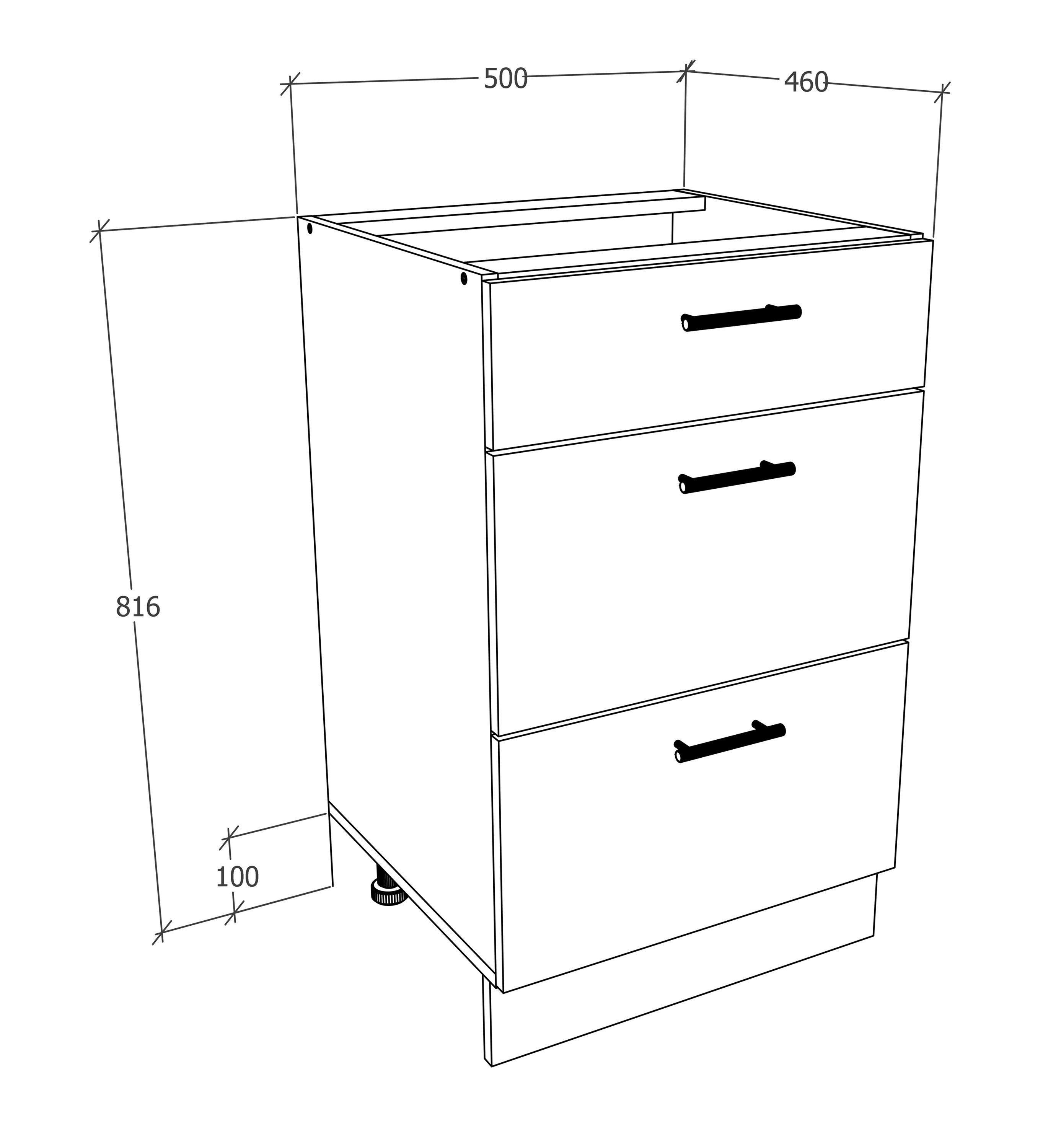 VCM Unterschrank Küchenschrank B 50 cm Unterschrank Schublade Esilo