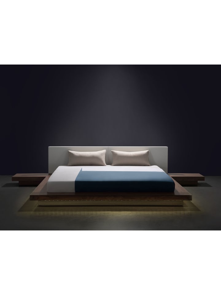 Beliani Doppelbett mit LED ZEN in Heller Holzfarbton/Weiß günstig kaufen onesize