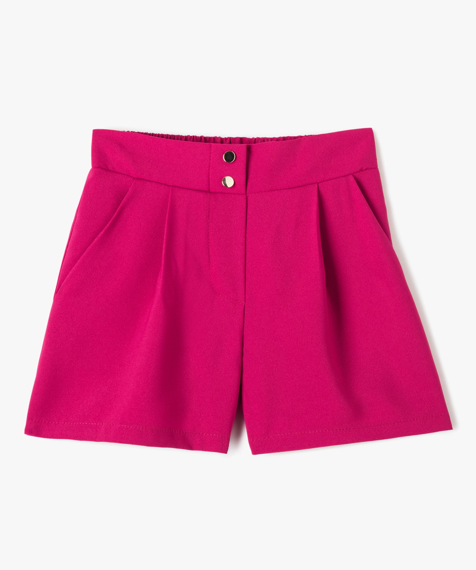 Short fille en toile avec boutons fantaisie rose | GEMO