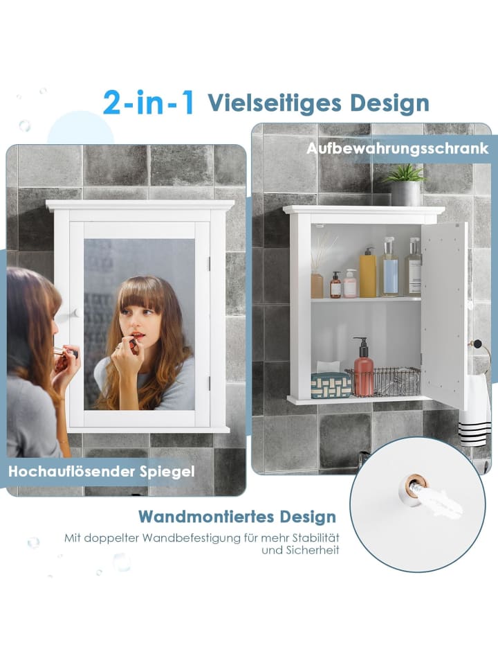 COSTWAY Spiegelschrank in Weiß günstig kaufen onesize