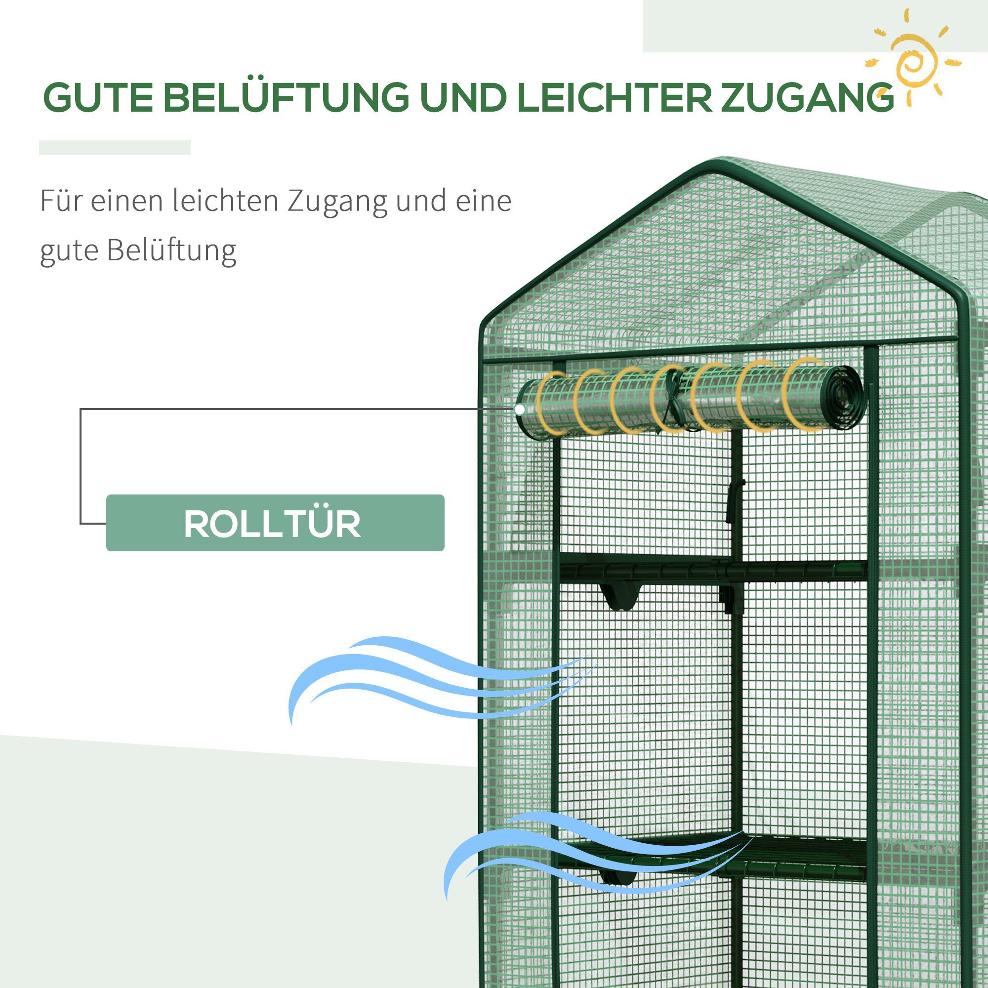 Outsunny Foliengewächshaus Gewächshaus, BxLxH: 49 x 69 x 158 cm, Set, 1 x Gewächshaus, mit Rolltür