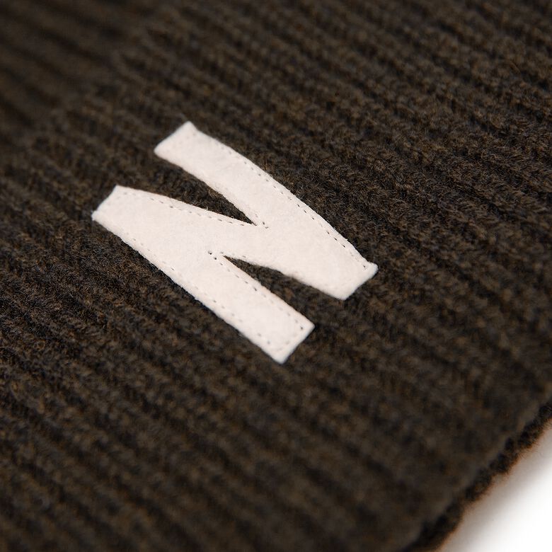 Norse Projects Merino Lambswool Rib N Logo Beanie truffle
