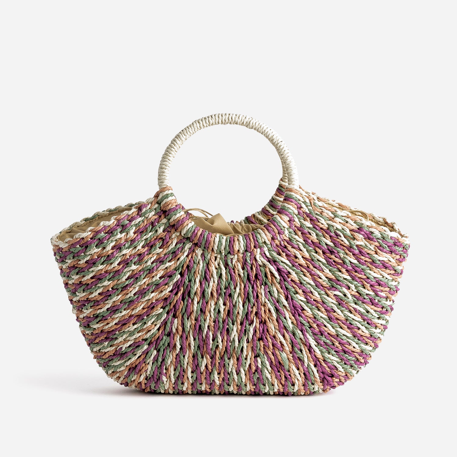 Panier TEXTO écru, terracotta, kaki, prune